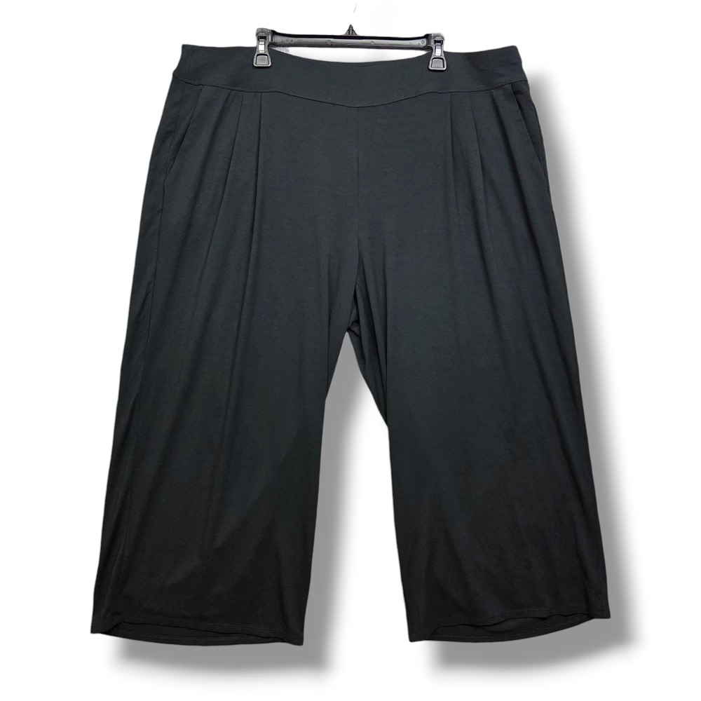 J Jill Wearever Collection Pleated Cropped Pant Women 3X Pockets High Rise Black